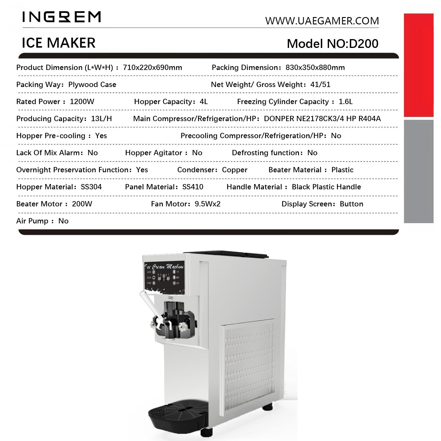 Commercial Ice Cream Machine,1200W Automatic Soft and Hard Serve Ice Cream Maker with Compressor, LCD Operation Screen, 13L/H Production, Low Noise, Energy Saving,For Cafes,Restaurants,Buffets, Etc. - COOLBABY