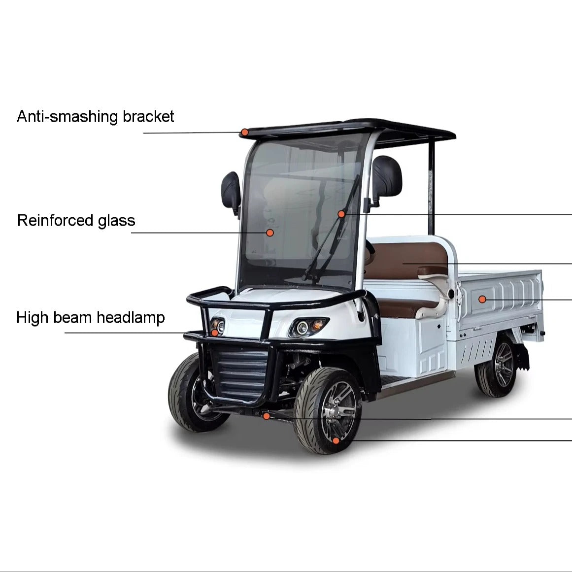 2-Seater Electric Utility Golf Cart with Long Cargo Box
