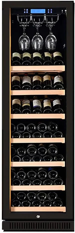 Wine cooler with glass holders and wine bottles inside