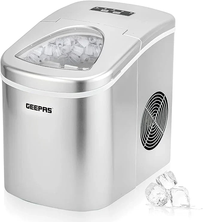 Portable ice maker with GEEPAS branding on a white background