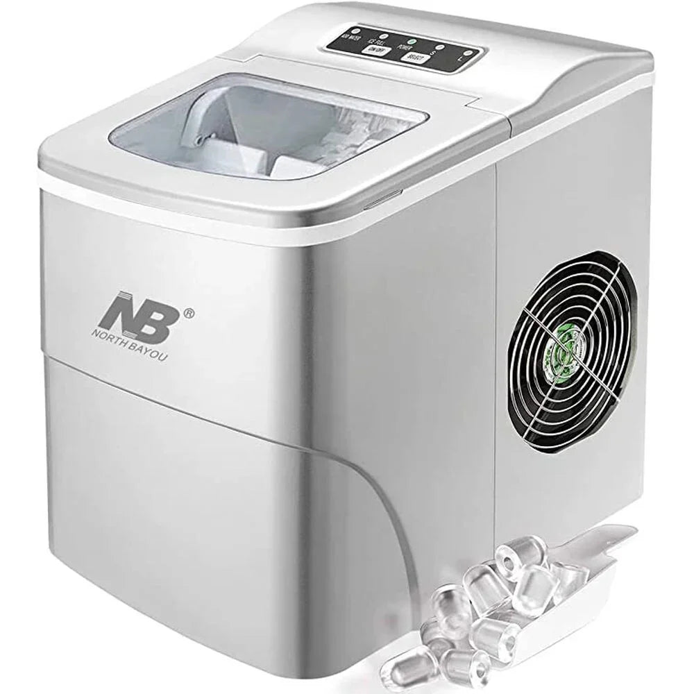 Portable ice maker with North Bayou branding on a white background