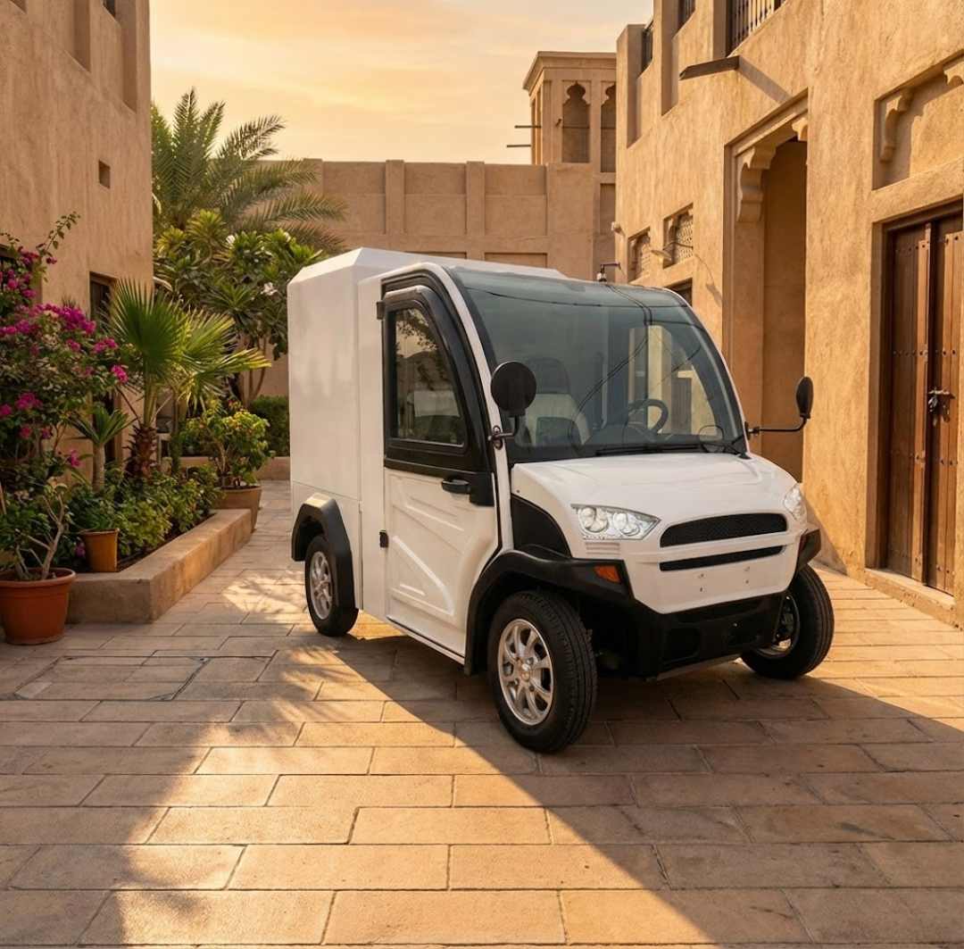 2-Seater Electric Utility Golf Cart Van with Air Conditioning & Cargo Box