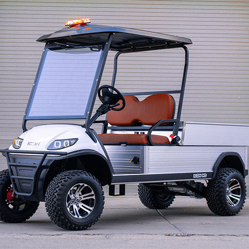 Lifted 2-Seater Electric Utility Golf Cart with Hydraulic Cargo Bed | Off-Road