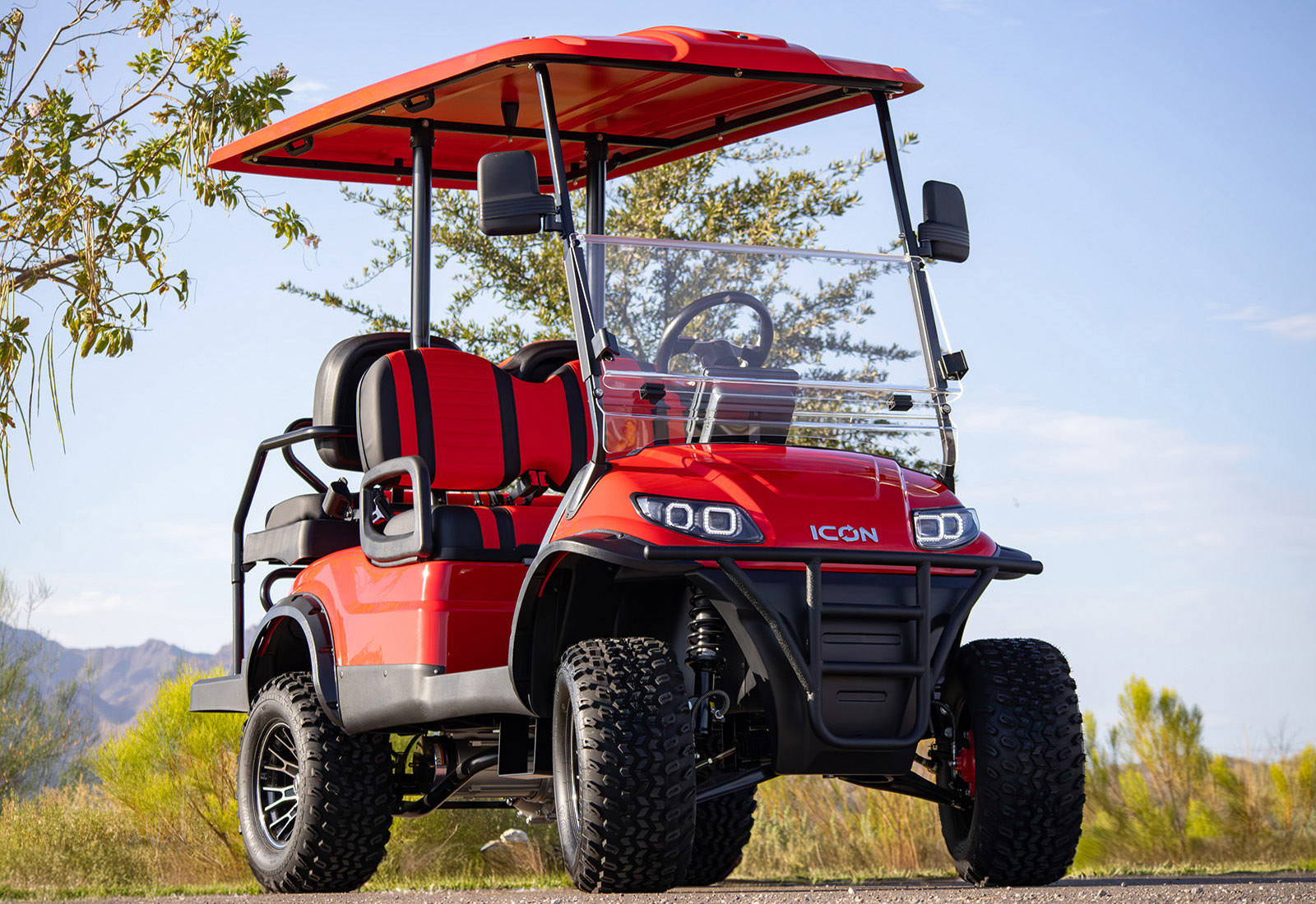 4-Seater Lifted Electric Golf Cart with Lithium Battery and 4-Wheel Disc Brakes