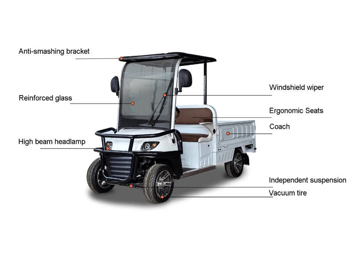 2-Seater Electric Utility Golf Cart with Long Cargo Box