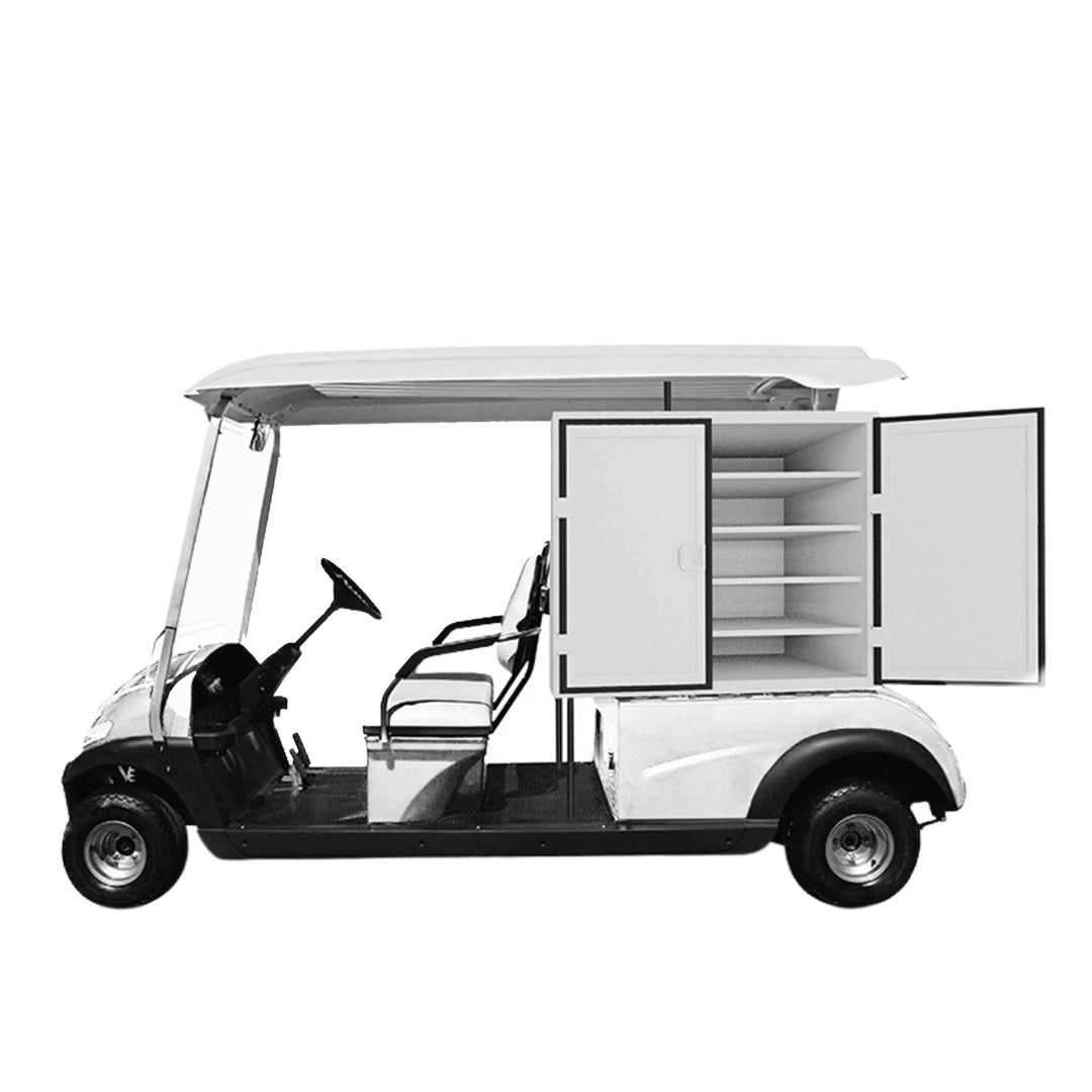 Electric Food and Beverage Vending Golf Cart | 2-Seater with Refrigerated Storage