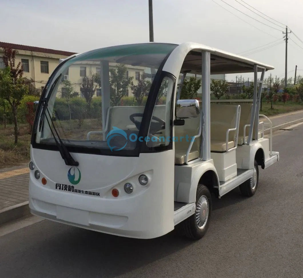Buy Oceancartz 11-Seater Open-Sided 48V Electric Sightseeing Bus with 5kW Motor and 100km Range Golf Cart - Sightseeing Electric Buses - 11 Seater at Oceancartz