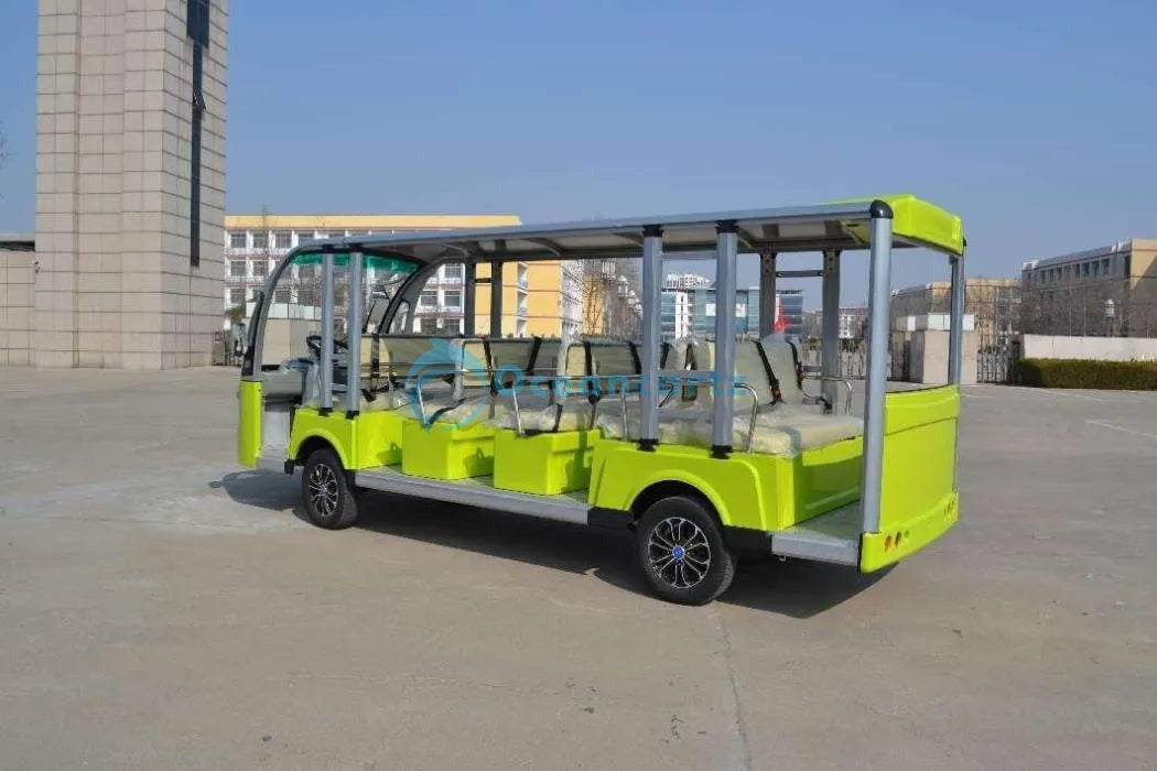 Oceancartz 14-Seater 48V 5kW AC Electric Sightseeing Shuttle and Mini Bus Golf Cart - Sightseeing Electric Buses - 14 Seater - Close Up | Oceancartz