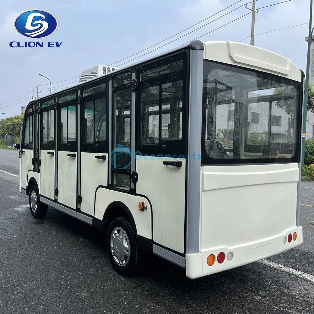 Oceancartz 14-Seater 72V 7.5kW AC Electric Sightseeing Shuttle and On-Road Golf Cart - Sightseeing Electric Buses - 14 Seater - Close Up | Oceancartz