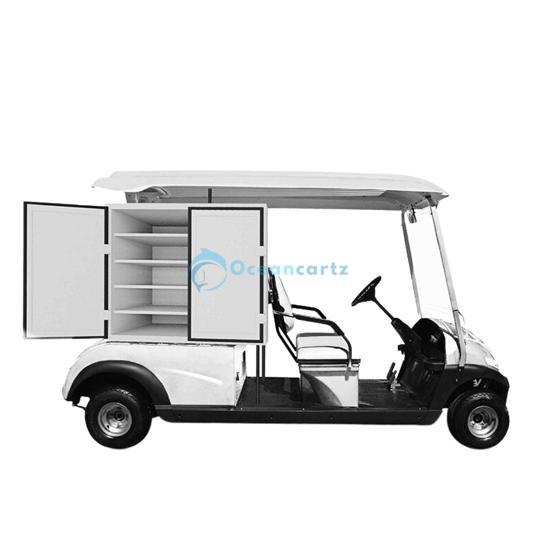 Oceancartz 2-Passenger Electric Food and Beverage Vending Golf Cart with Refrigerated Storage and 3.7 kW DC Motor - Utility Golf Carts - 2 Seater | Oceancartz