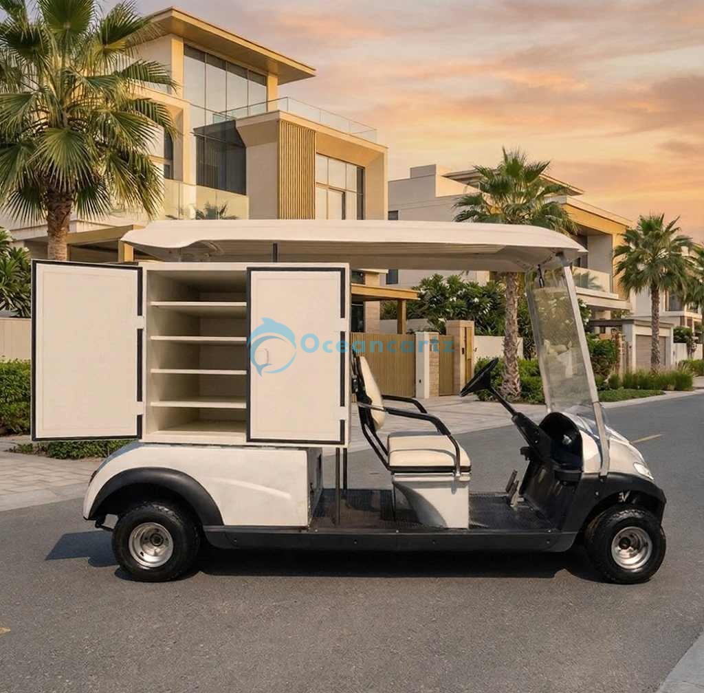 Buy Oceancartz 2-Passenger Electric Food and Beverage Vending Golf Cart with Refrigerated Storage and 3.7 kW DC Motor - Utility Golf Carts - 2 Seater at Oceancartz