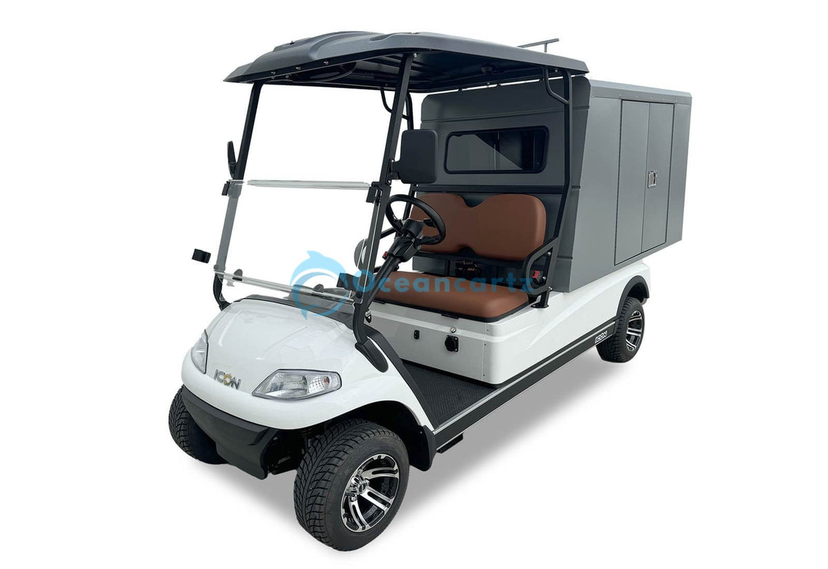 Oceancartz 2-Passenger Electric Utility Golf Cart with Enclosed Lockable Aluminum Cargo Box, 48V 5kW AC Motor, and 500kg Load Capacity - Utility Golf Carts - 2 Seater - Photo 4 | Oceancartz