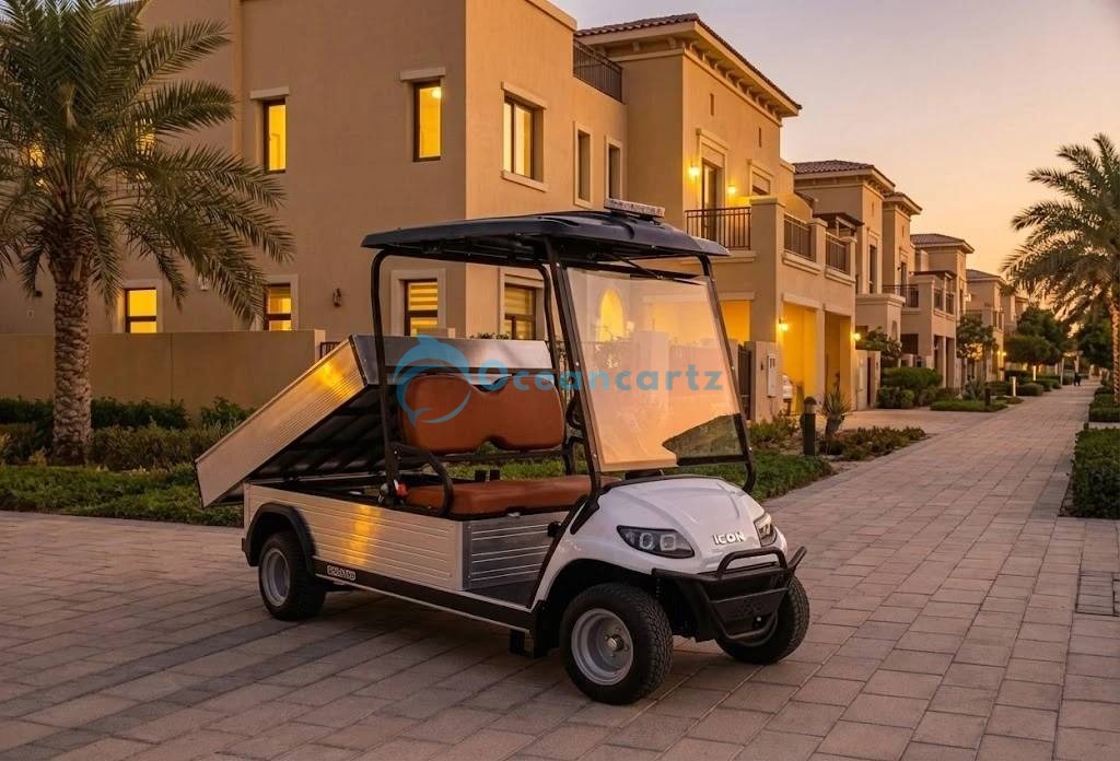 Buy Oceancartz 2-Seater Electric Utility Golf Cart with 48V 5kW AC Motor and 1835mm Hydraulic Cargo Box - Utility Golf Carts - 2 Seater at Oceancartz
