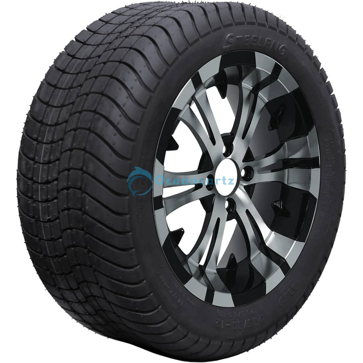 Oceancartz 215/35-12 Low Profile Golf Cart Tire and 12-Inch Wheel Assembly, 4-Ply Street Tread, 18-Inch Diameter, 700 lbs Load Capacity - Golf Cart Tire | Oceancartz