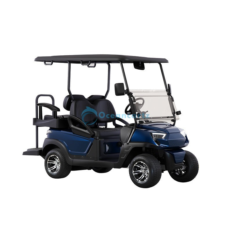 Oceancartz 4-Passenger 2+2 Electric Golf Cart with Rear Flip Seat, 48V 5kW Motor, and 105Ah LiFePO4 Battery - Normal Golf Carts - 2+2 Seater | Oceancartz