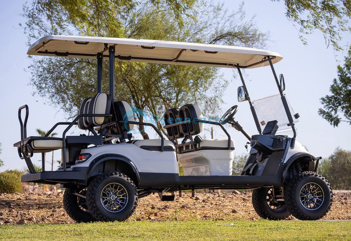 Oceancartz 6-Passenger Lifted Off-Road Electric Golf Cart with 51V 5kW Motor and 41cm Ground Clearance - Normal Golf Carts - 4+2 Seater | Oceancartz