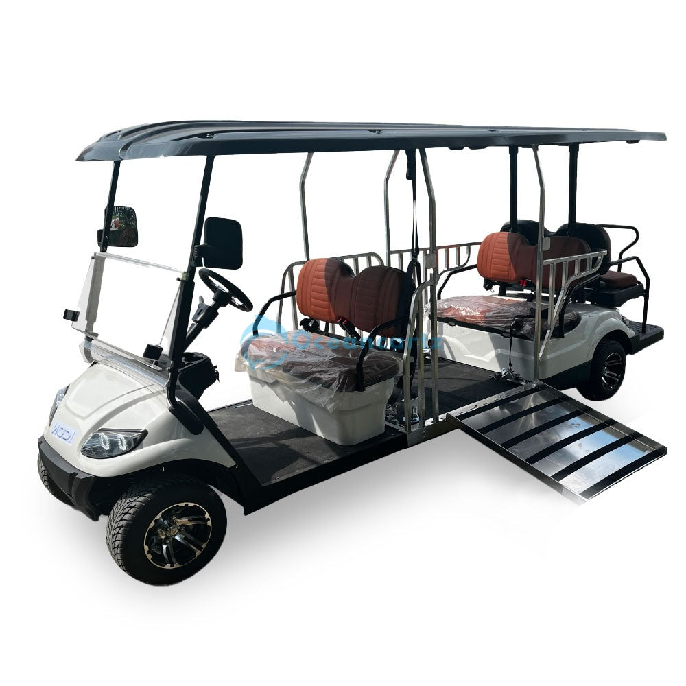 Oceancartz 6-Passenger Wheelchair Accessible Electric Utility Golf Cart with 86cm Ramp, 5kW Motor, and 51V 105Ah Lithium Battery - Utility Golf Carts - 6 Seater | Oceancartz