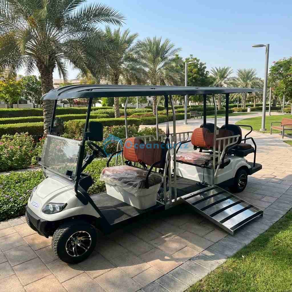 Buy Oceancartz 6-Passenger Wheelchair Accessible Electric Utility Golf Cart with 86cm Ramp, 5kW Motor, and 51V 105Ah Lithium Battery - Utility Golf Carts - 6 Seater at Oceancartz