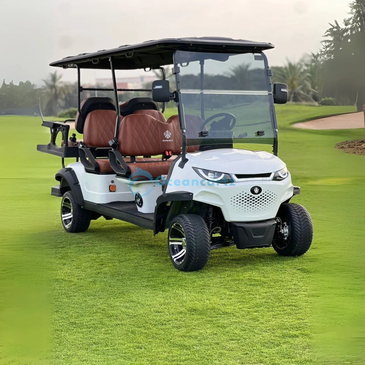 Oceancartz 6-Seater (4+2) On-Road Electric Golf Cart, 48V 5000W Motor, 130Ah Lithium Battery, 12-Inch Alloy Rims, 215/35-12 Street Tires, 100km Range - Normal Golf Carts - 4+2 Seater | Oceancartz