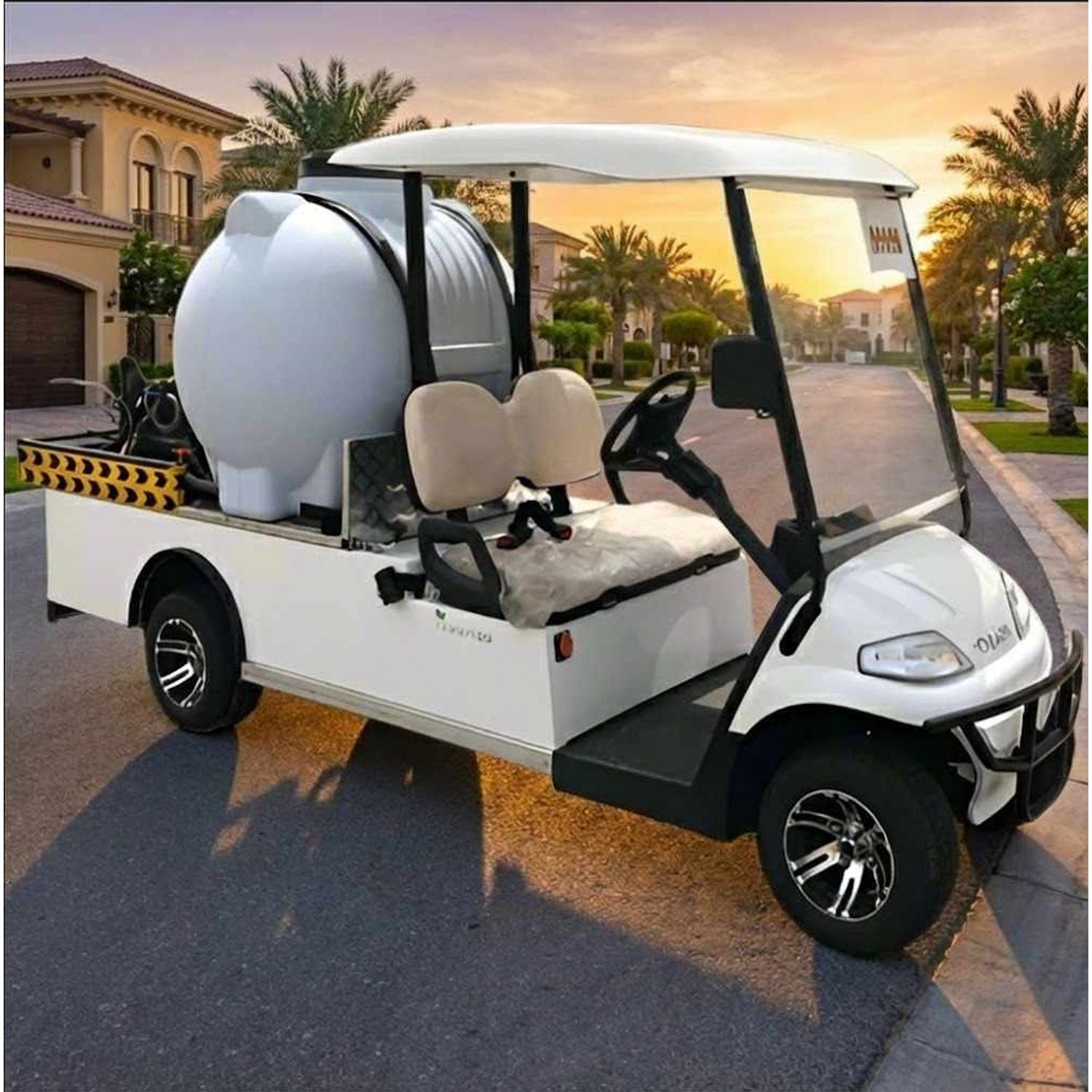 Oceancartz Electric Utility Golf Cart with 400L Water Tank, Integrated Pressure Washer, 48V 5kW AC Drive, and 500kg Load