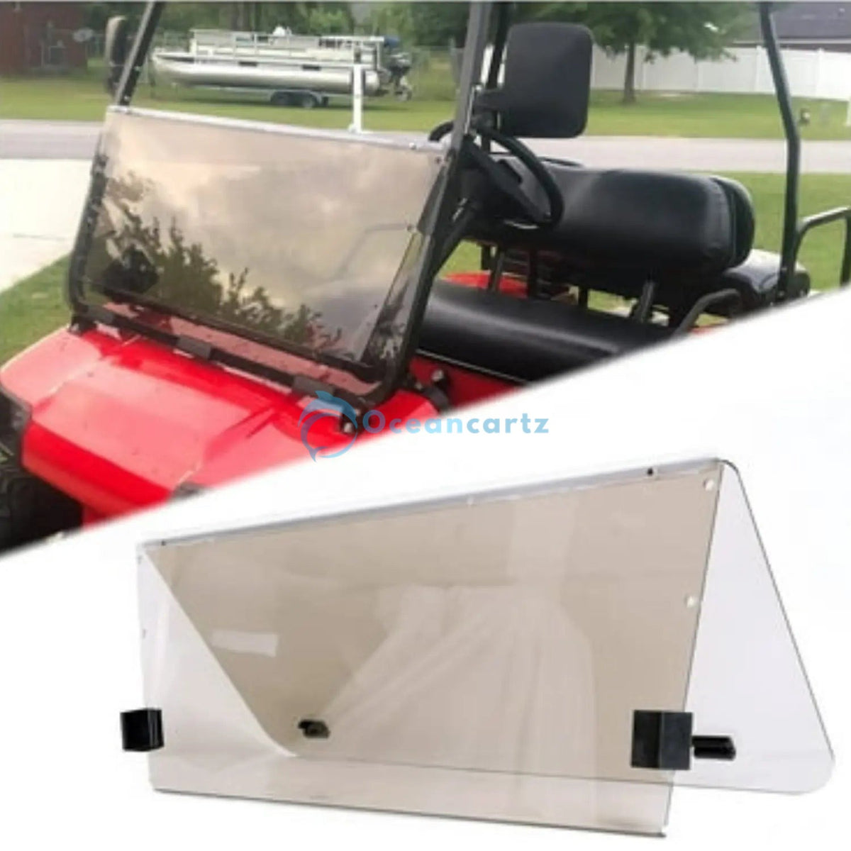 Oceancartz Fold-Down Golf Cart Windscreen (Universal Fit for 2+2 & 4-Seaters) - Golf Cart Windshield - Photo 4 | Oceancartz
