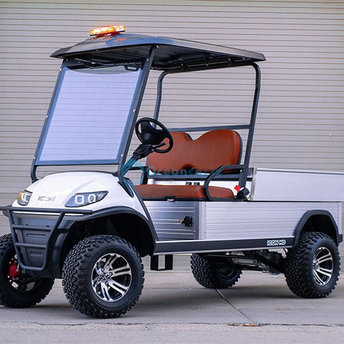 Oceancartz Lifted 2-Passenger Off-Road Electric Utility Golf Cart with Hydraulic Cargo Bed, 48V 5kW AC Motor, and 12-Inch Wheels - Utility Golf Carts - 2 Seater | Oceancartz