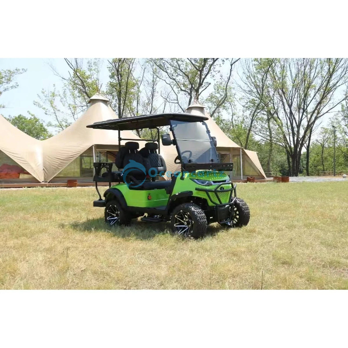 Buy Oceancartz Lifted 4-Seater (2+2) Off-Road Electric Golf Cart, 48V 5000W Motor, 108Ah Lithium Battery, 120km Range, 14-Inch Alloy Wheels, 23/10-14 Tires - Normal Golf Carts - 2+2 Seater at Oceancartz