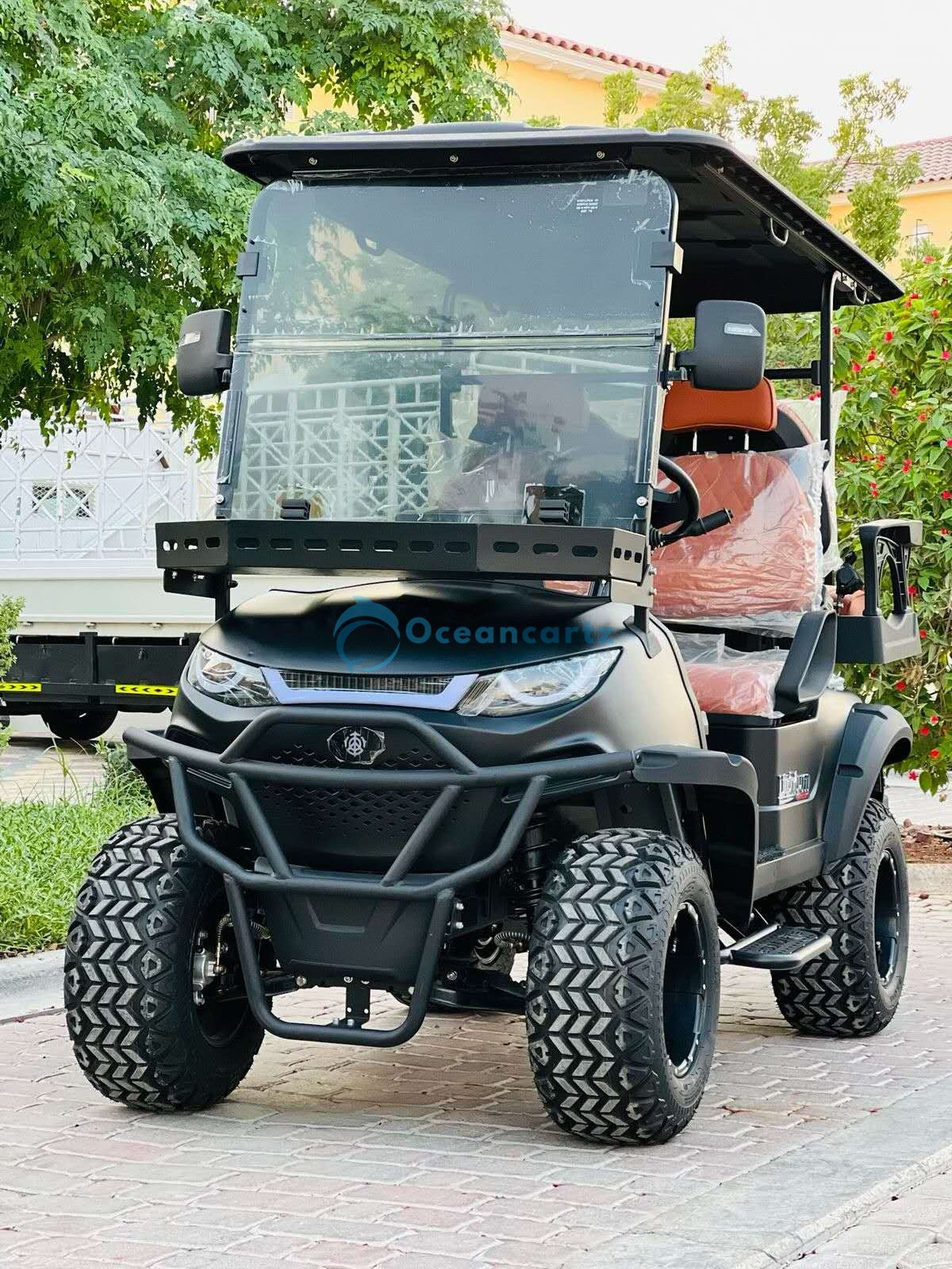 Oceancartz Lifted 4-Seater (2+2) Off-Road Golf Cart, 48V 5000W, 108Ah Lithium Battery, 120km Range, 3-5h Charging, 14-Inch Wheels, 23/10-14 Tires - Normal Golf Carts - 2+2 Seater - Close Up | Oceancartz