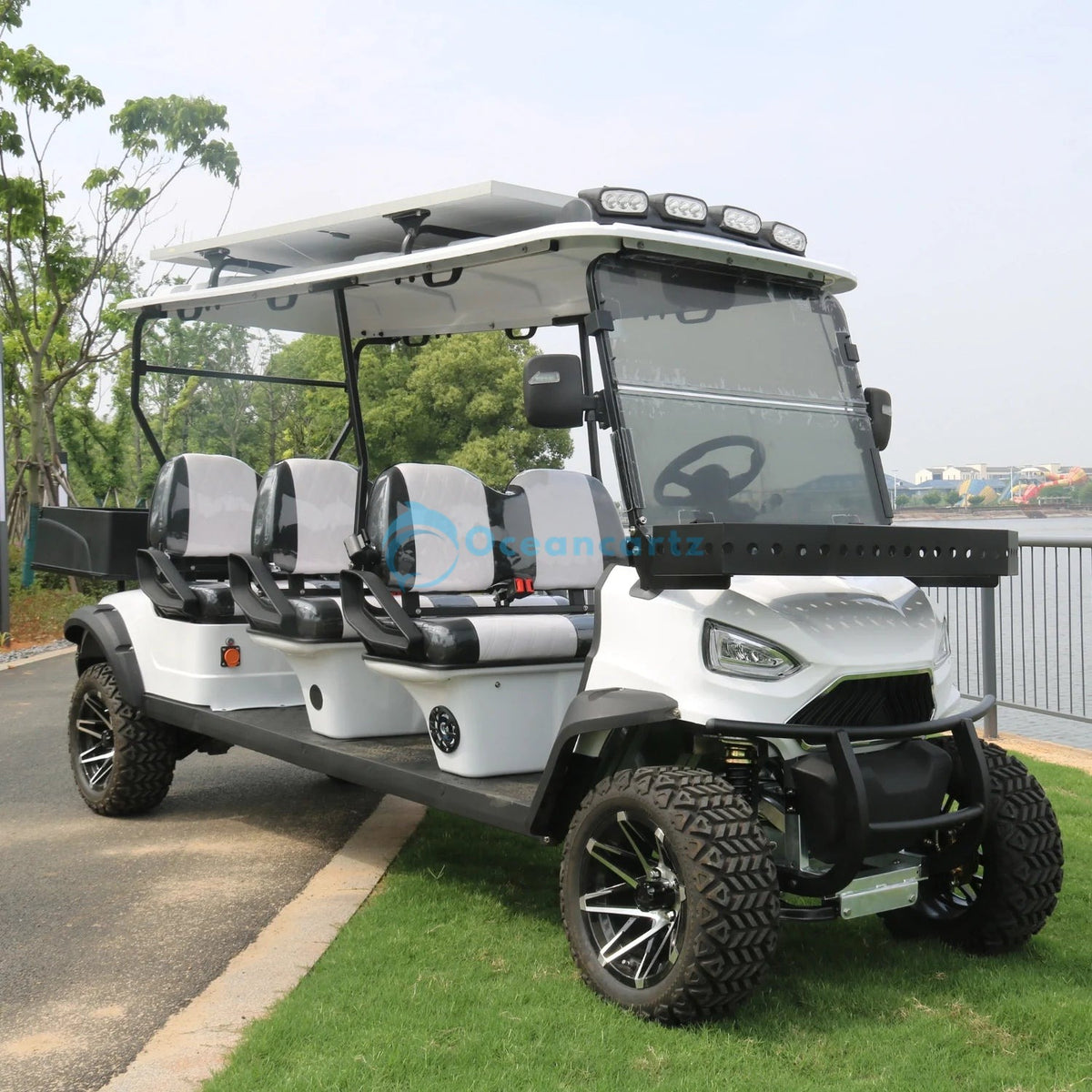 Oceancartz Lifted 6-Seater (4+2) Electric Golf Cart, 48V 5000W Motor, 130Ah Lithium Battery with Solar Panel, 14-Inch Alloy Rims, 23x10-14 Off-Road Tires - Utility Golf Carts - 6 Seater - Photo 5 | Oceancartz