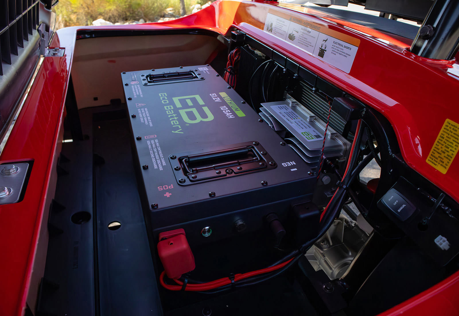 Electronic control unit with digital display on a red vehicle