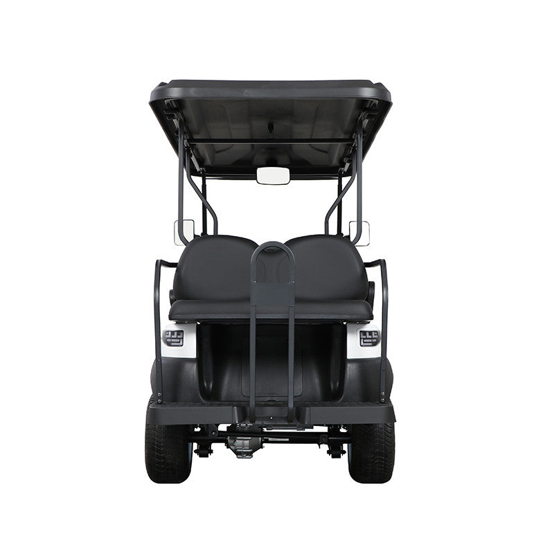 Black golf cart on a white background